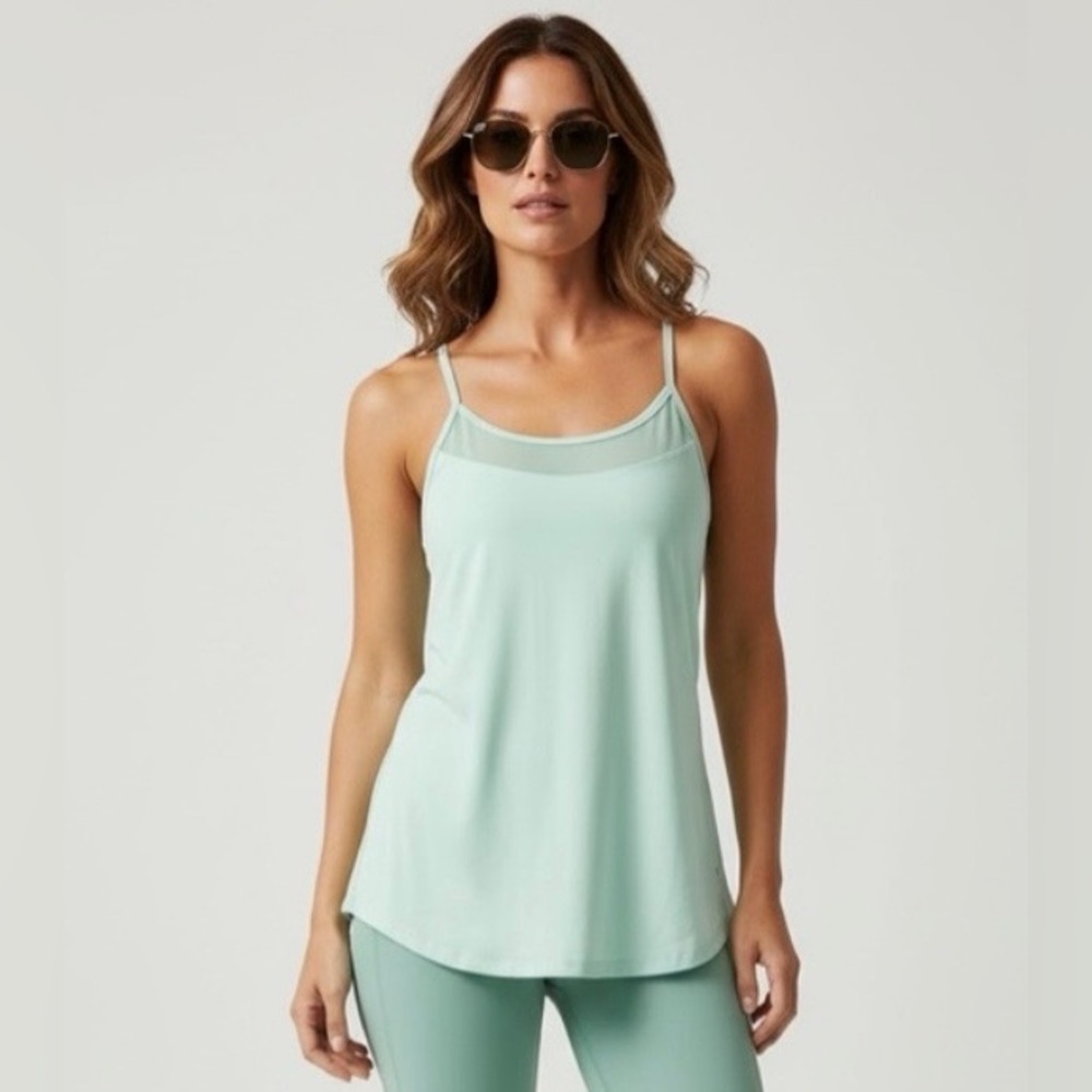 Hyba Mint Green‎ Mesh Detail Activewear Tank Top Size M Athleisure Camisole